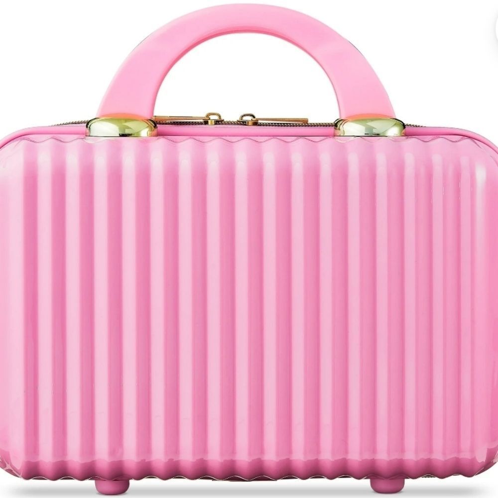 At Home Hard Shell Travel Cosmetic Case- Pink
